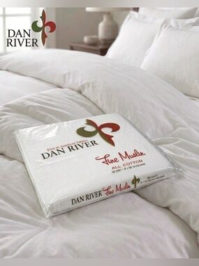 Vintage Dan River Full White Fine Muslin All Cotton Flat Sheet 81x108